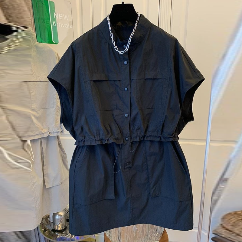 歐系工裝風洋裝 層次拼接疊穿感 短版顯瘦 嬌小顯高