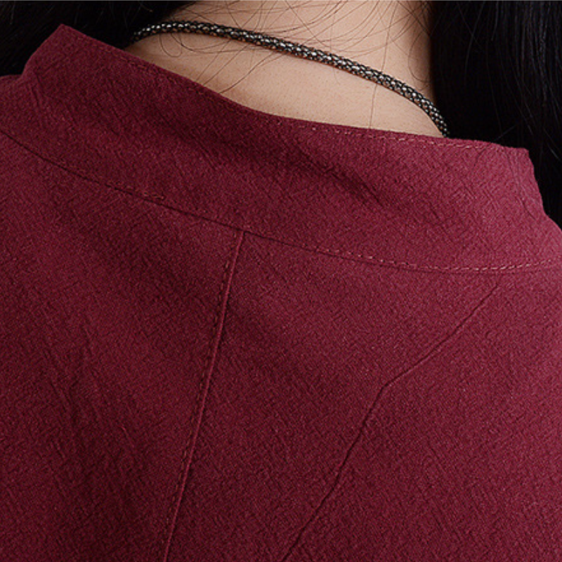 秋季韓版休閒立領寬鬆顯瘦長袖連身裙 大尺碼洋裝