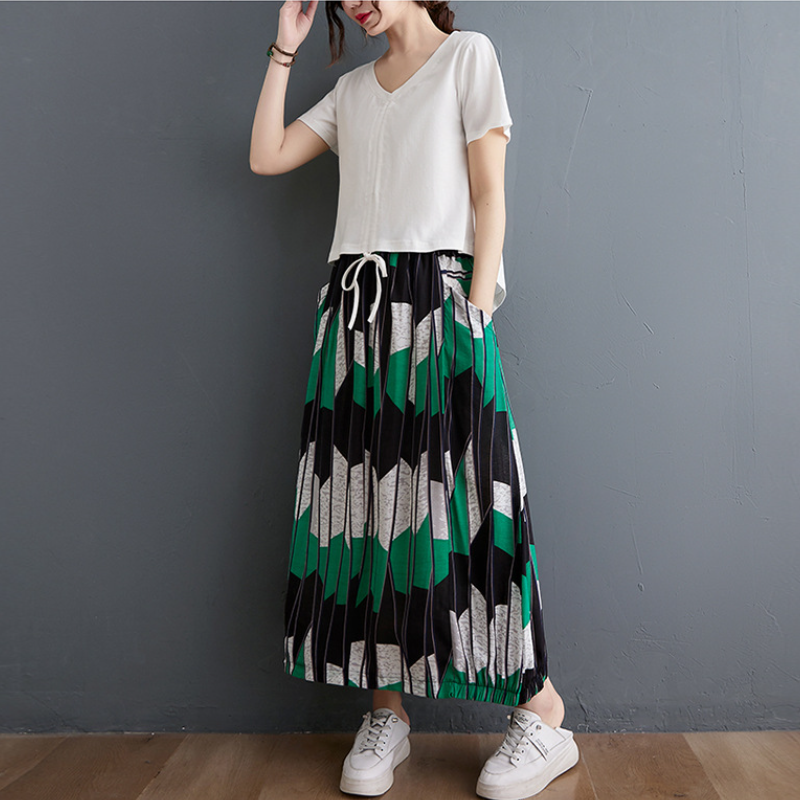 復古寬鬆顯瘦鬆緊腰半身裙 文藝復古寬鬆顯瘦鬆緊腰半身裙