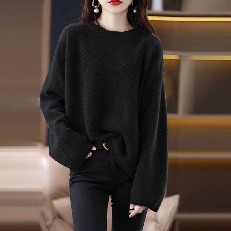 全五色 設計感素面針織毛衣 寬鬆慵懶風