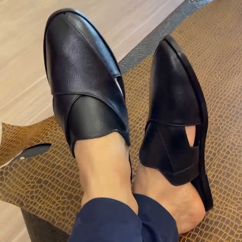 Men's Classic Black Leather Sandals