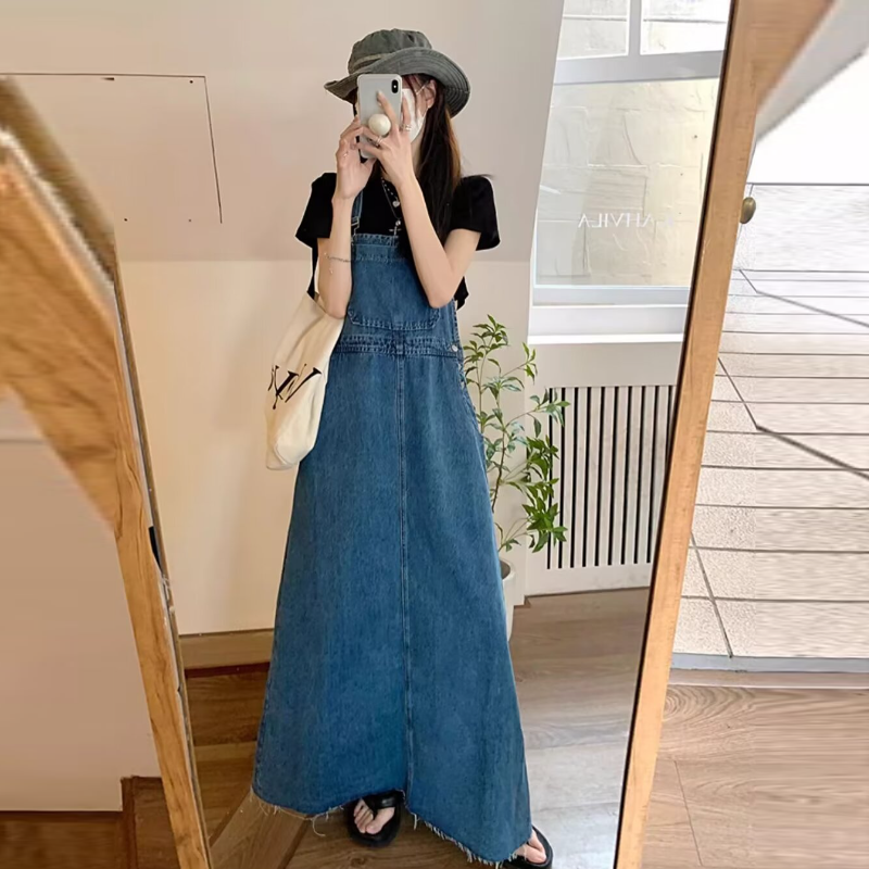 簡約．減齡顯瘦牛仔吊帶背帶裙