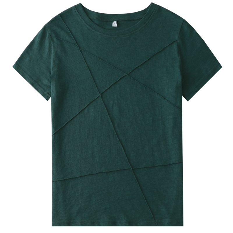 法國棉純竹節短袖T恤女裝寬鬆上衣