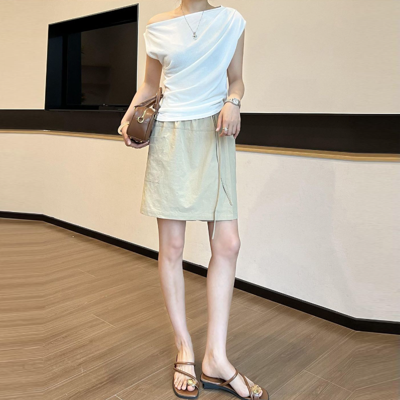 抗UV高腰A字褲裙 濕熱天專屬 薄款顯瘦寬鬆大碼短褲褲裙