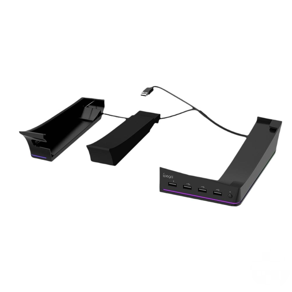 thumbnail image 1 of Soporte horizontal para consolas PS5 Pro con unidad digital/óptica con 14 modos de iluminación RGB, 4 puertos USB y base de almacenamiento, 1 of 6