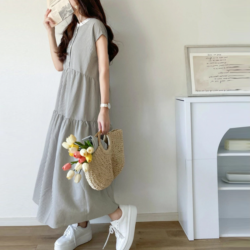 韓國chic ‧ 4色條紋蝴蝶結設計連身裙