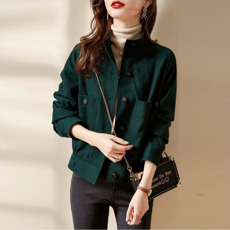 細絨布寬鬆外套-顯瘦純色設計 韓版時尚百搭上衣