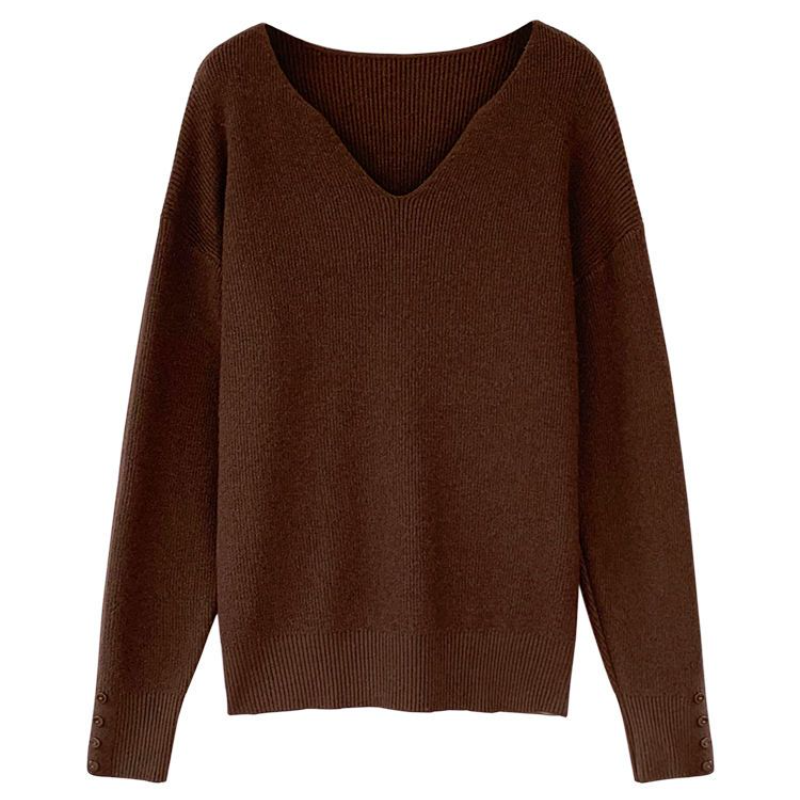 慵懶風 V 領針織上衣 寬鬆剪裁 秋冬百搭款