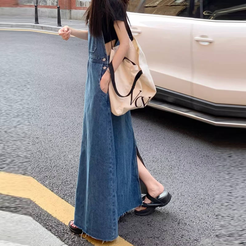 簡約．減齡顯瘦牛仔吊帶背帶裙