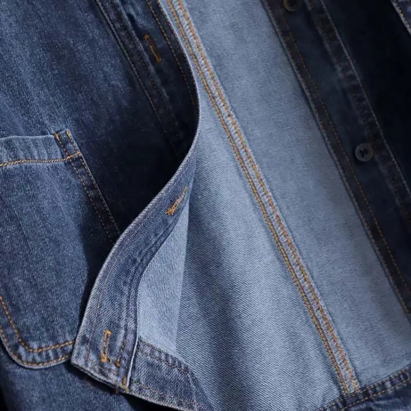 春秋藍色牛仔短版外套-時尚休閒通勤必備 原色設計簡約牛仔