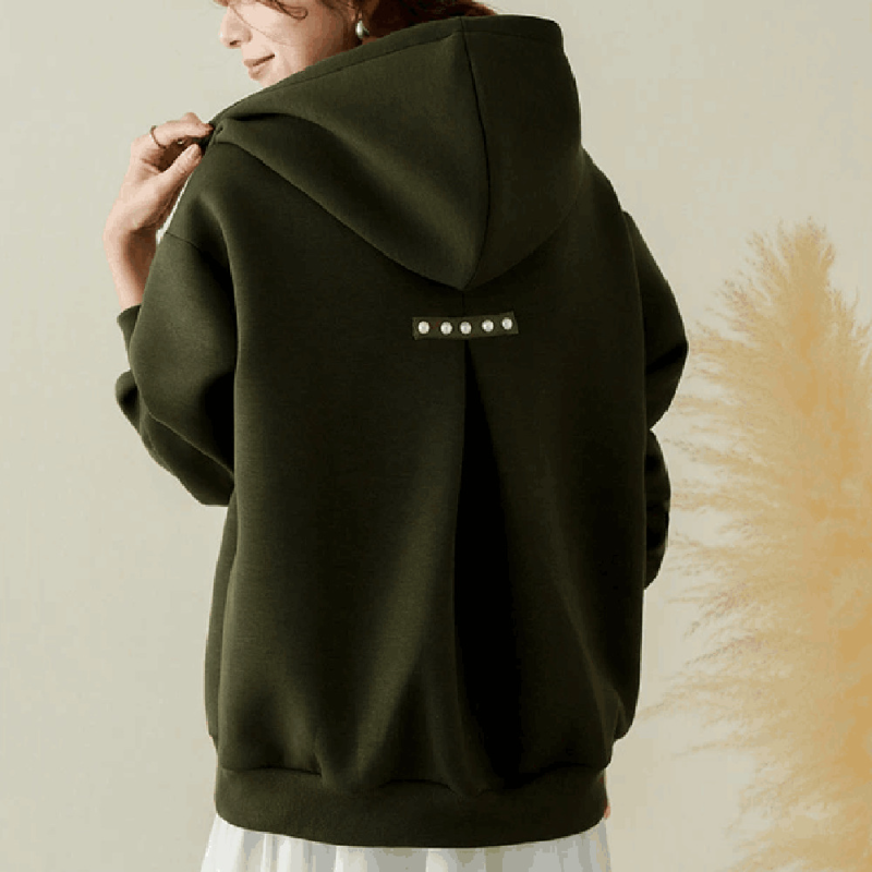 五色釘珠連帽大學T 韓系寬鬆版 背後抓褶設計 休閒百搭帽T