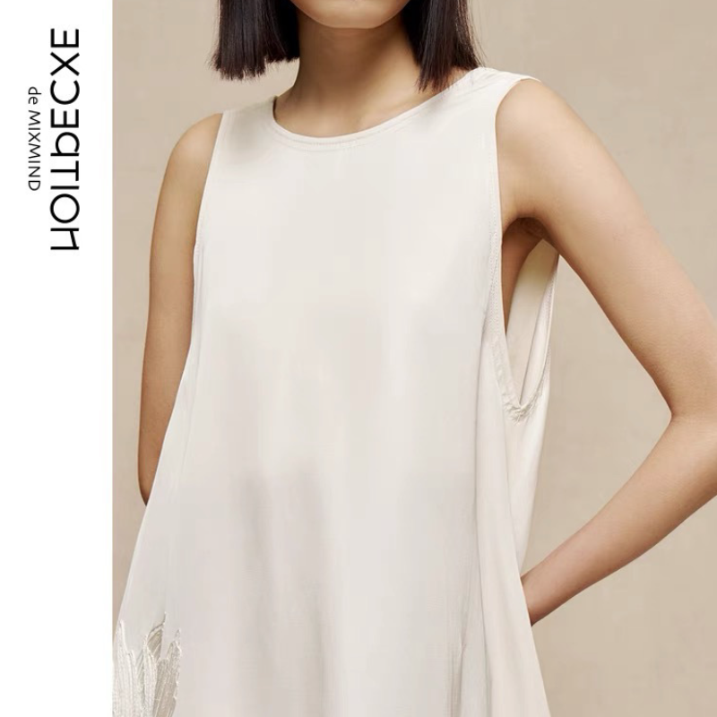 新款推薦 法式高端精緻繡花洋裝 緞面刺繡連身裙