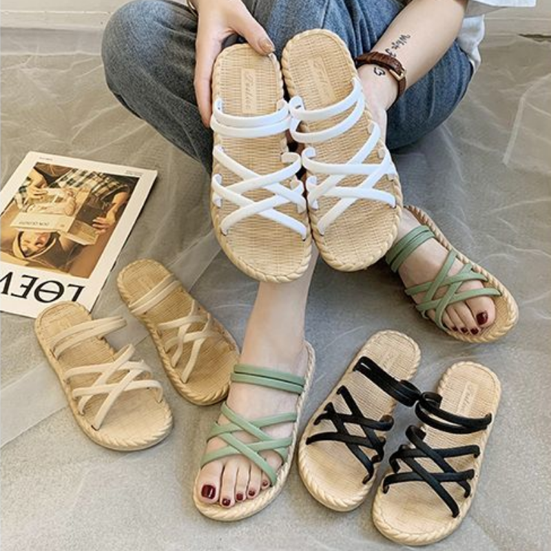 【買1享2】厚底羅馬涼拖鞋 沙灘外穿顯瘦神拖 結帳自動帶2雙