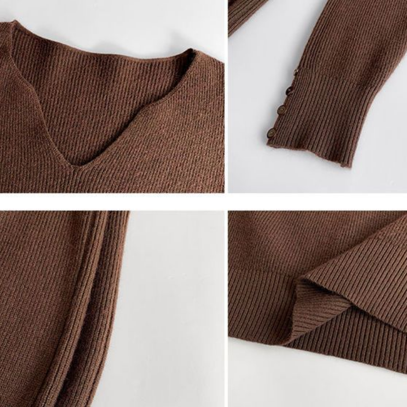 慵懶風 V 領針織上衣 寬鬆剪裁 秋冬百搭款