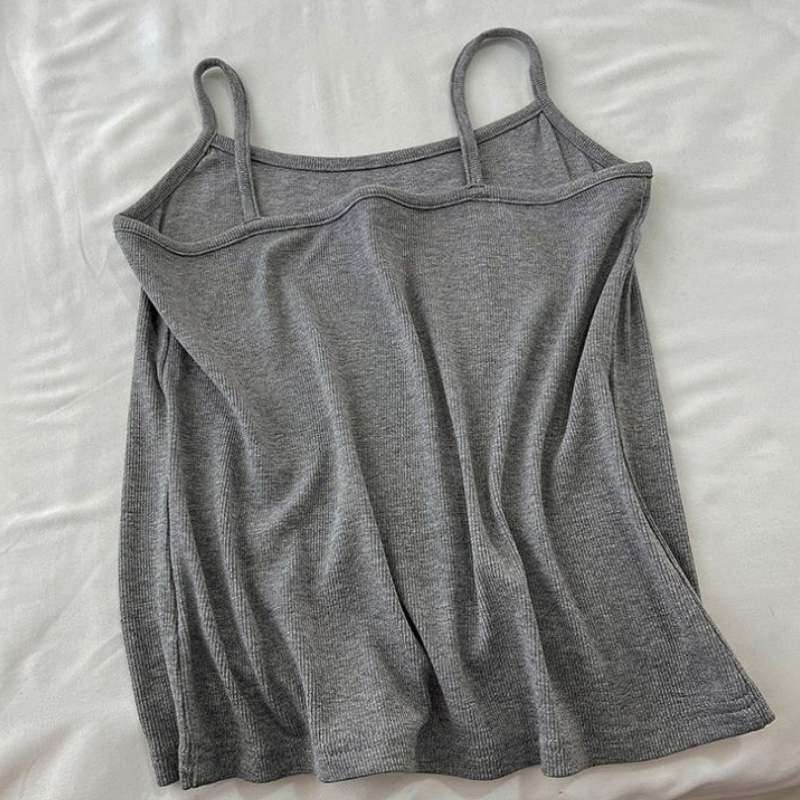 三件組合套裝 高級感灰色連帽長袖上衣 休閒寬褲 吊帶背心 簡約通勤百搭修身套裝