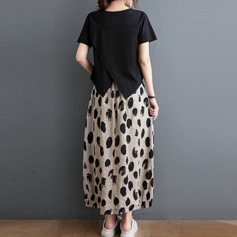 復古寬鬆顯瘦鬆緊腰半身裙 文藝復古寬鬆顯瘦鬆緊腰半身裙