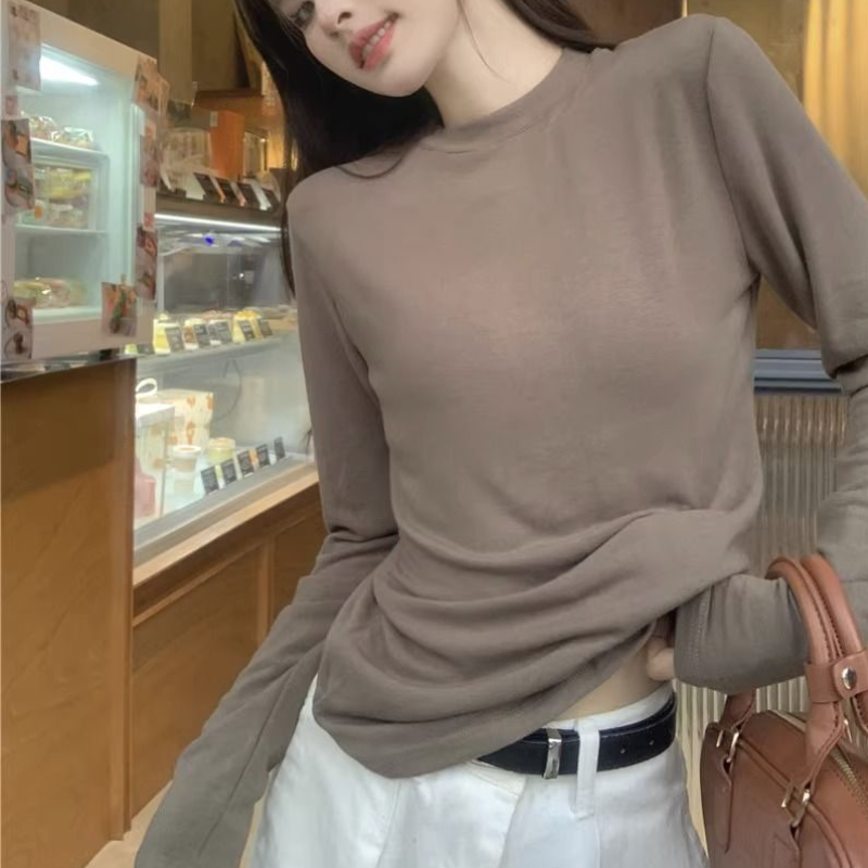 【整套】韓版秋季氣質皮質細肩短洋+高級感顯瘦薄上衣套裝*2色