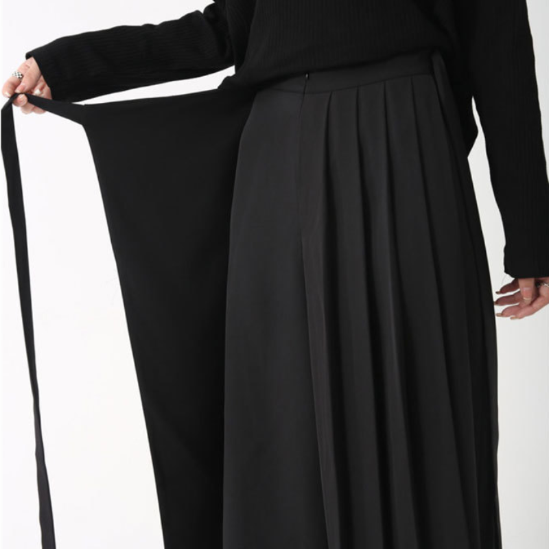 時髦率性 山本暗黑 垂墜感 假兩件 不規則 八分褲 休閒褲 寬褲