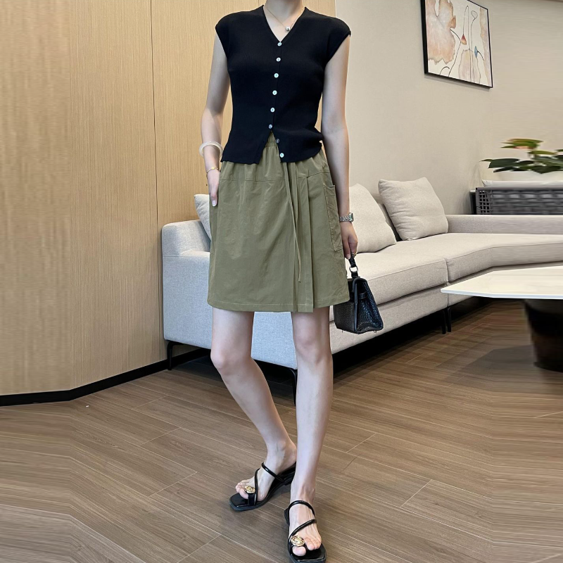 抗UV高腰A字褲裙 濕熱天專屬 薄款顯瘦寬鬆大碼短褲褲裙