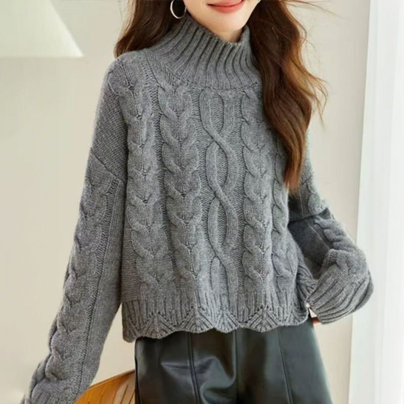 麻花寬鬆顯瘦百搭慵懶復古針織毛衣-Cicimode