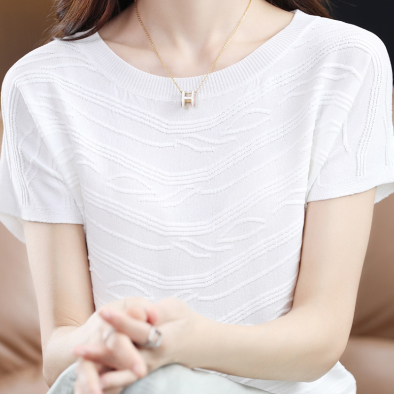 簡約好搭 圓領 天絲 針織 百搭 冰絲 打底 短袖 T恤