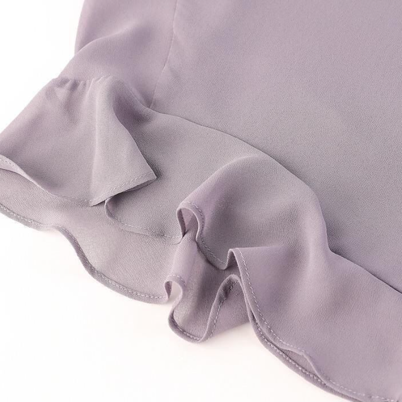 透膚清涼百搭雪紡襯衫 寬鬆顯瘦上衣 飛飛袖飛鼠袖 喇叭袖 荷葉邊 花邊 純色襯衫