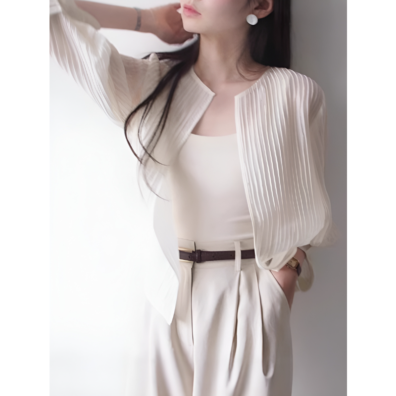 輕盈薄款防曬外套 七分袖通勤襯衫外搭