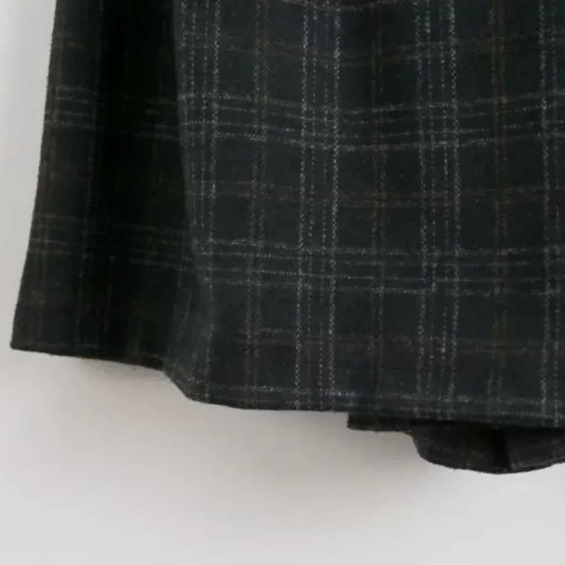 簡約．秋冬格子毛呢褲裙寬褲鬆緊腰