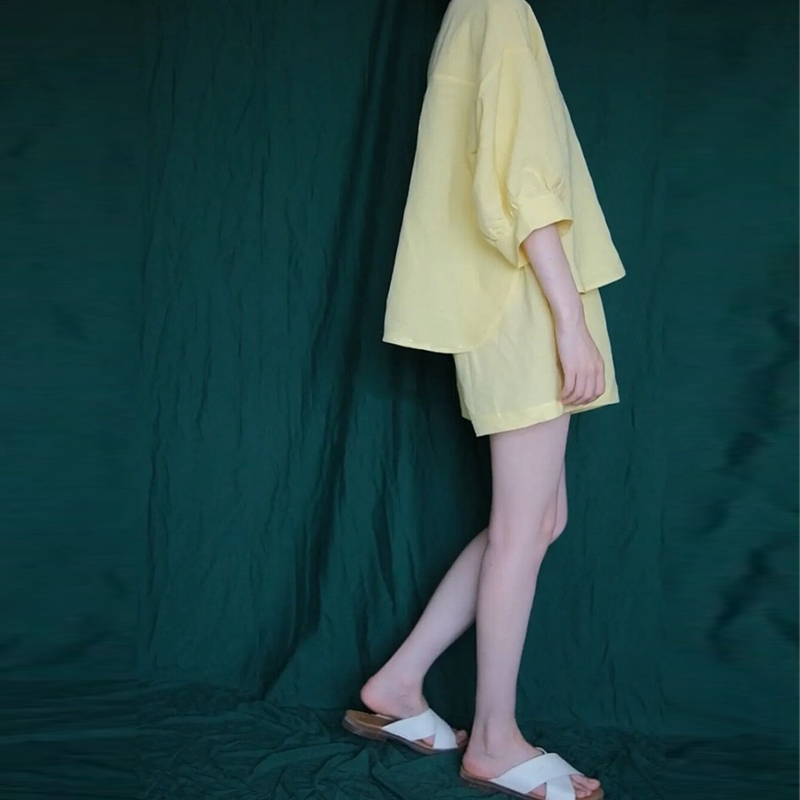 【單品可選】簡約 ‧ 奶黃色排扣兩件套套裝