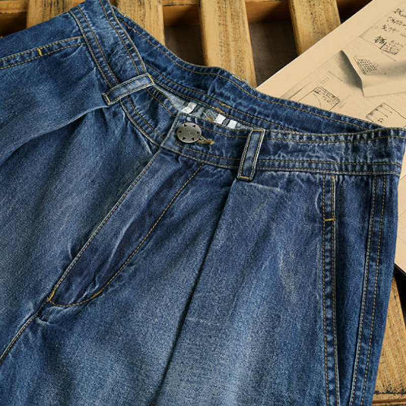 韓系．拖地牛仔褲 懷舊牛仔褲 復古新款高腰顯瘦寬寬鬆拖地牛仔長褲