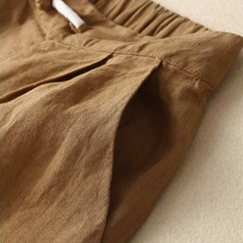 女棉麻五分中褲直筒休閒高腰亞麻寬腿短褲