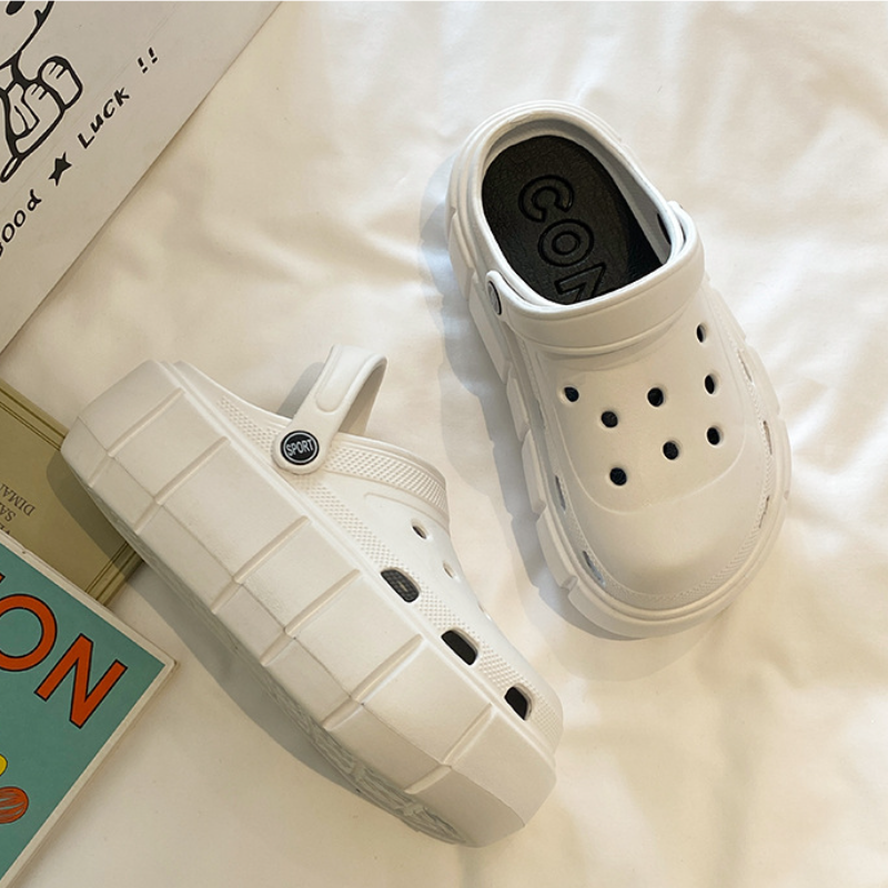 雲朵柔軟觸感涼鞋 夏日沙灘兩穿包頭涼拖水鞋 厚底增高 時尚外穿