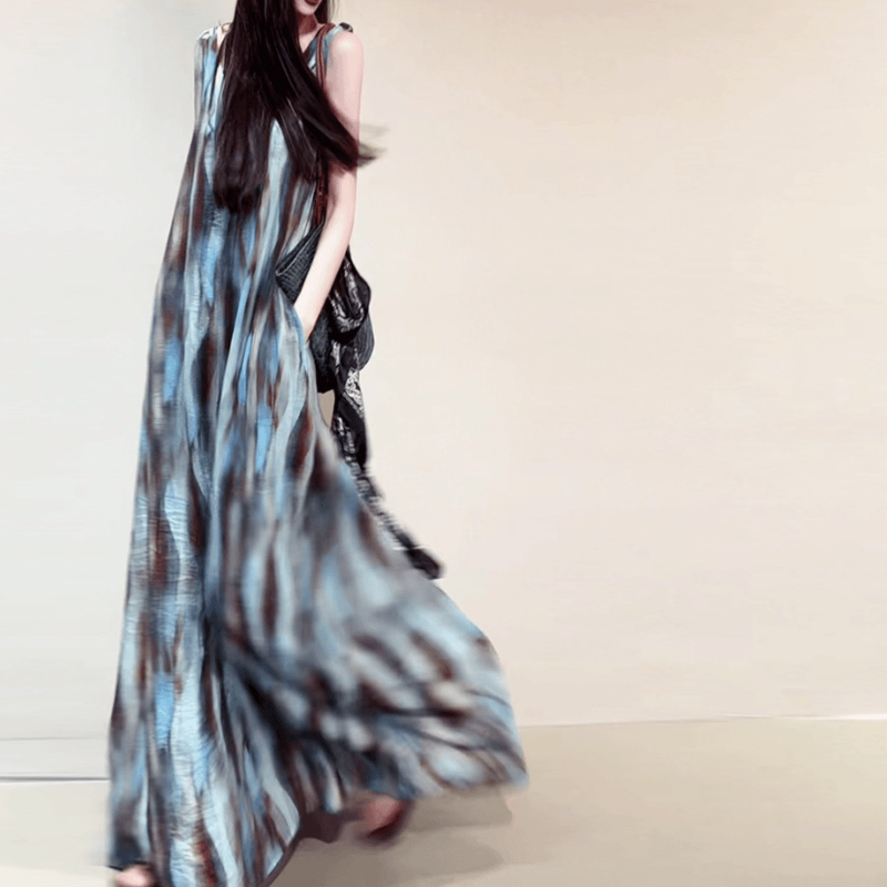 暈染度假風及踝背心洋裝氣質顯瘦