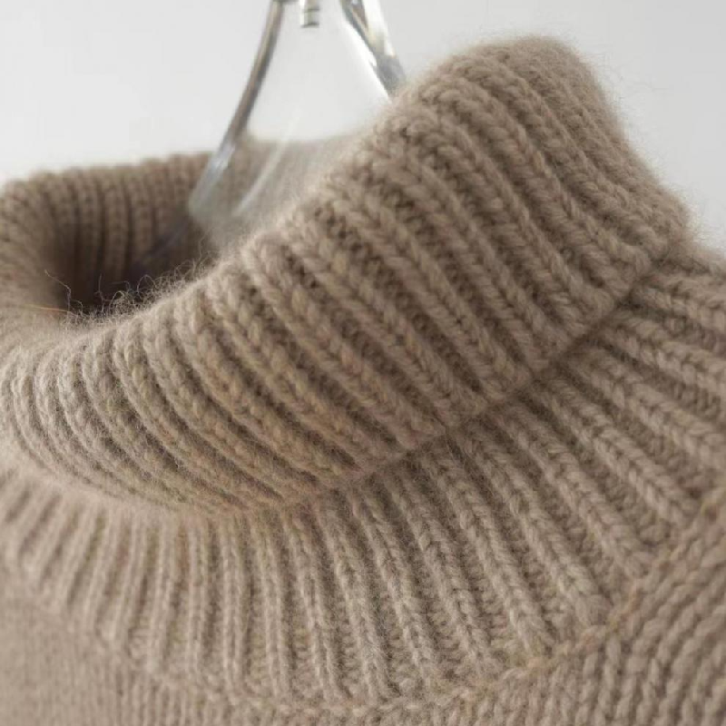 秋冬加厚素色羊毛針織上衣 高領寬鬆慵懶羊毛毛衣