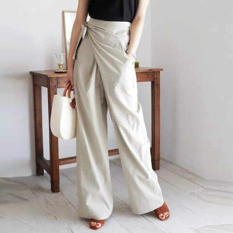 6色任選 韓國chic風高腰綁帶休閒時尚寬褲