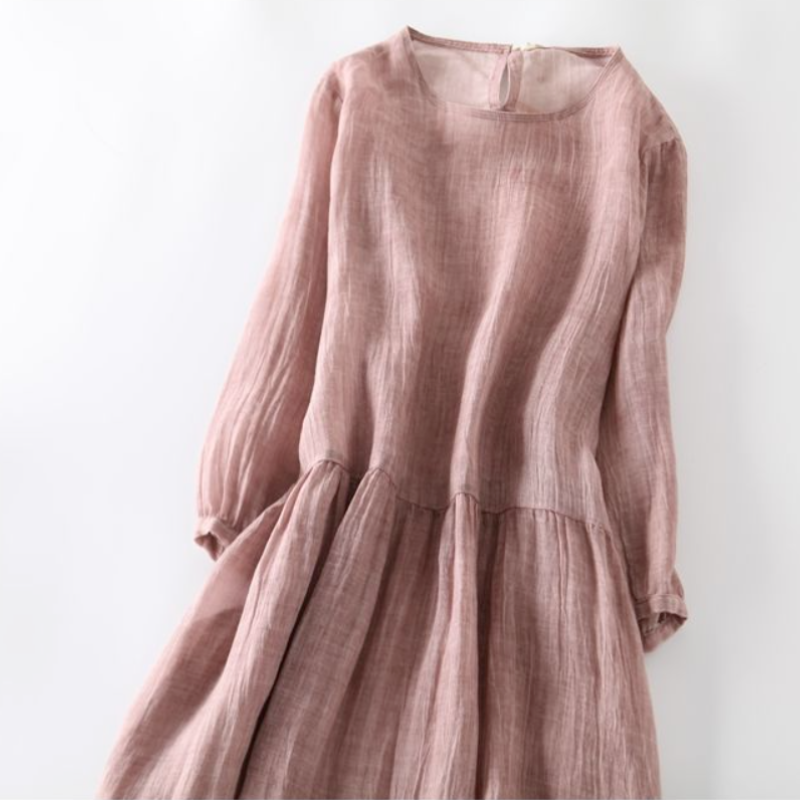 洋裝 日系 棉麻 洋氣 高級 飄逸 亞麻 大擺長裙 棉麻洋裝
