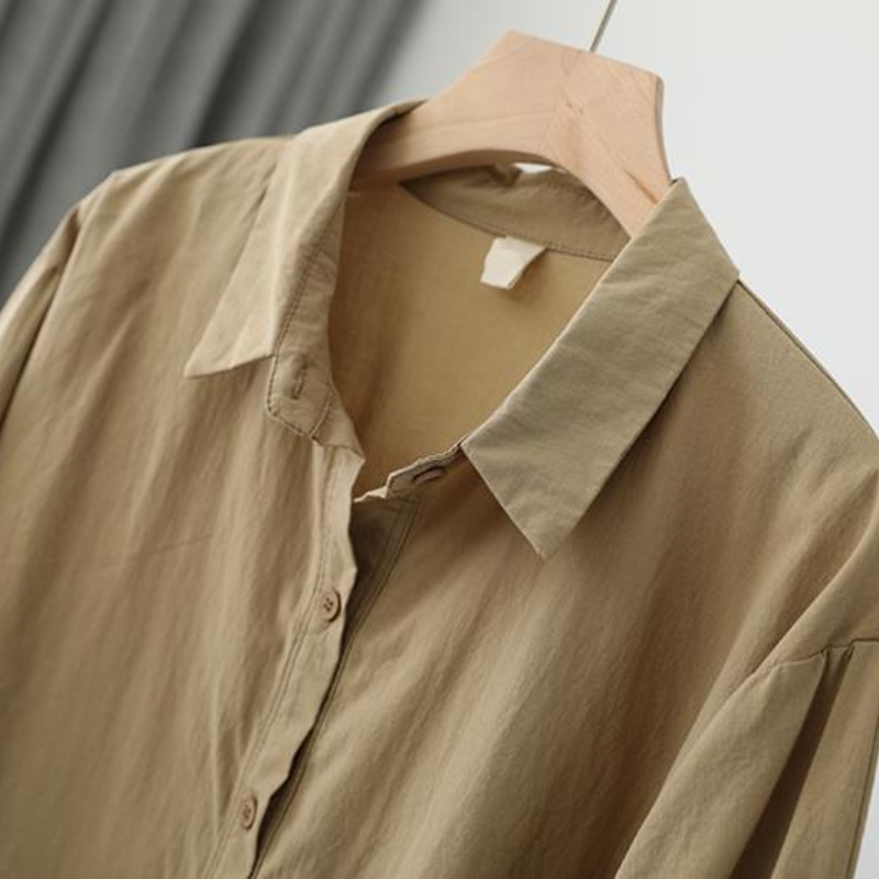 韓版寬鬆燈籠袖襯衫-春夏薄款大尺碼七分袖上衣