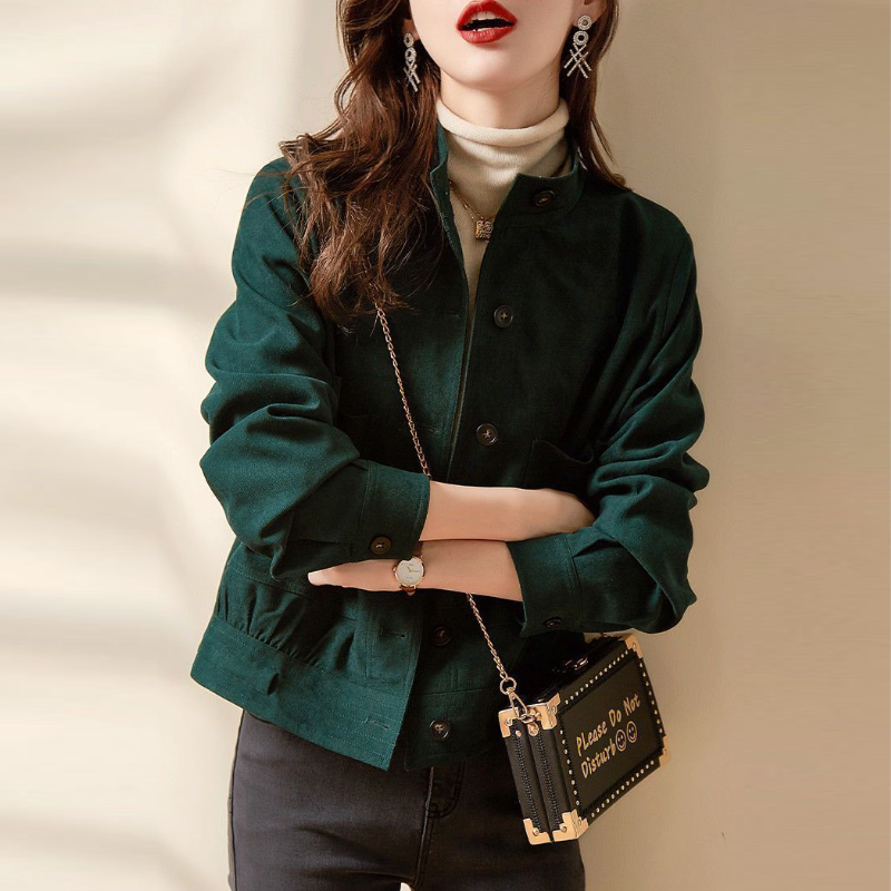 細絨布寬鬆外套-顯瘦純色設計 韓版時尚百搭上衣