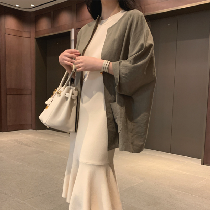 寬鬆冰絲棉麻襯衣外套 復古簡約棉麻T恤