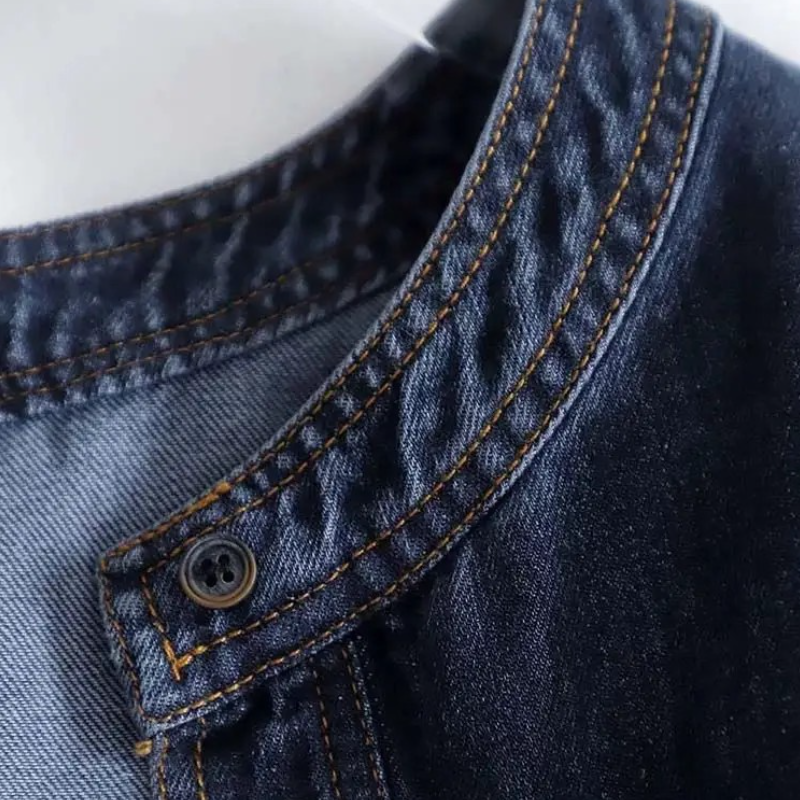 春秋藍色牛仔短版外套-時尚休閒通勤必備 原色設計簡約牛仔