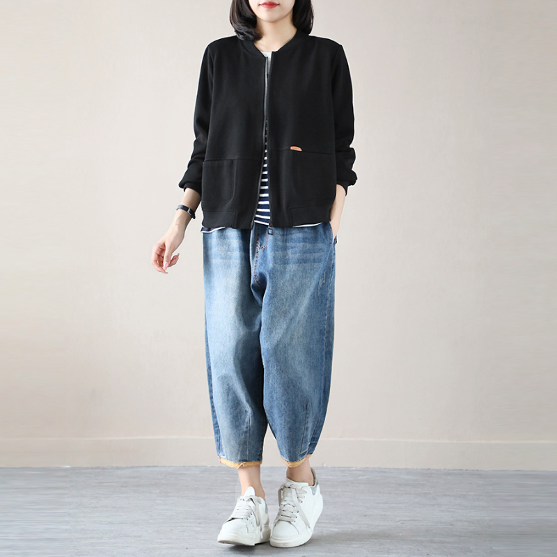 韓版休閒拉鍊外套-春秋寬鬆百搭棒球服風夾克