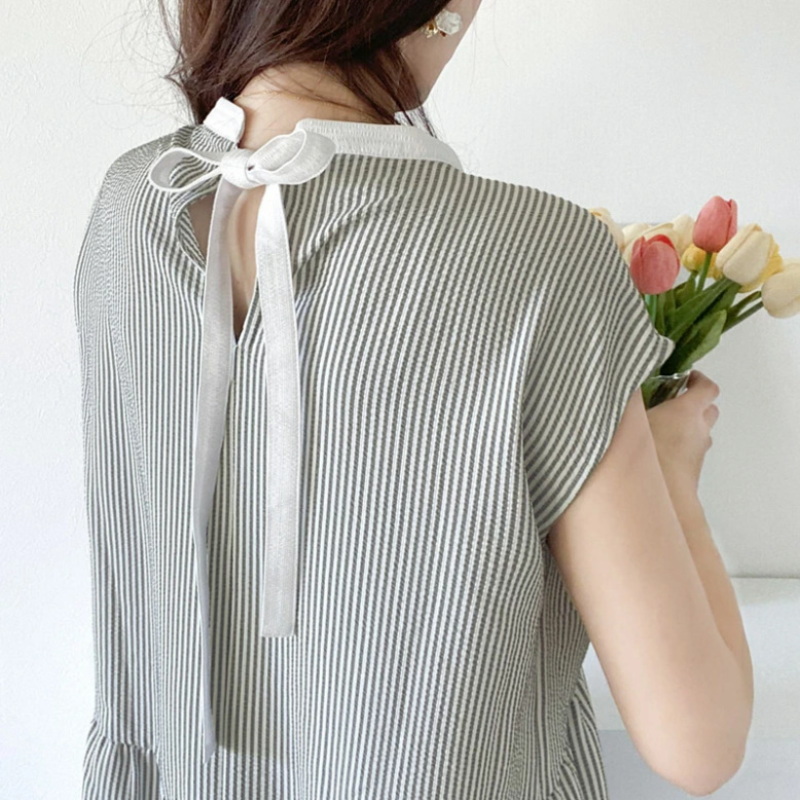 韓國chic ‧ 4色條紋蝴蝶結設計連身裙