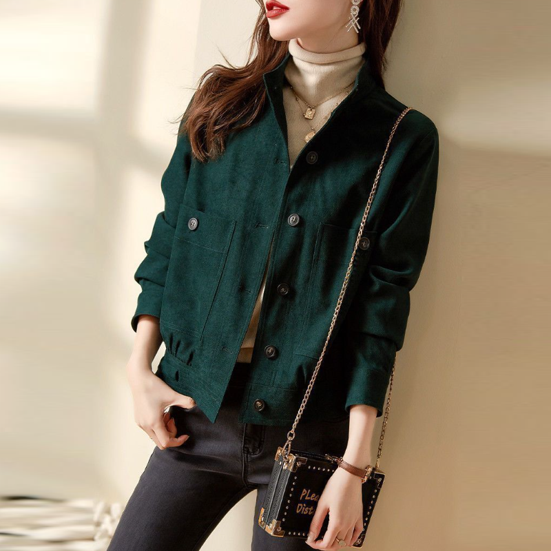 細絨布寬鬆外套-顯瘦純色設計 韓版時尚百搭上衣