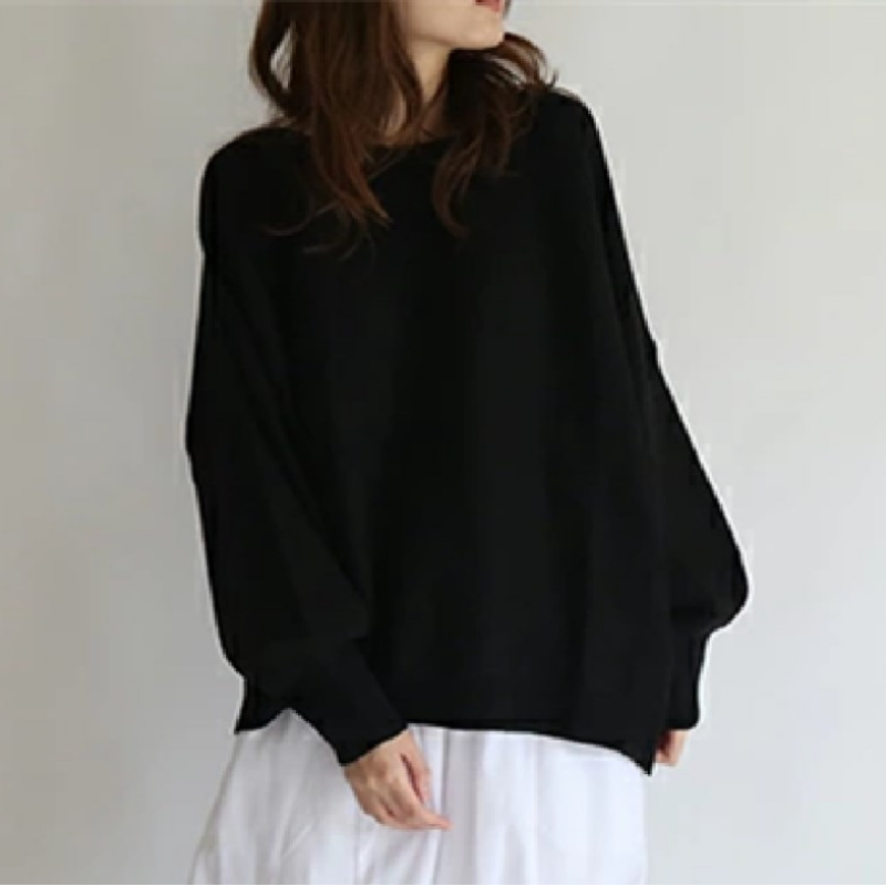 日系慵懶風寬鬆針織上衣-百搭嬌小設計感T恤毛衣