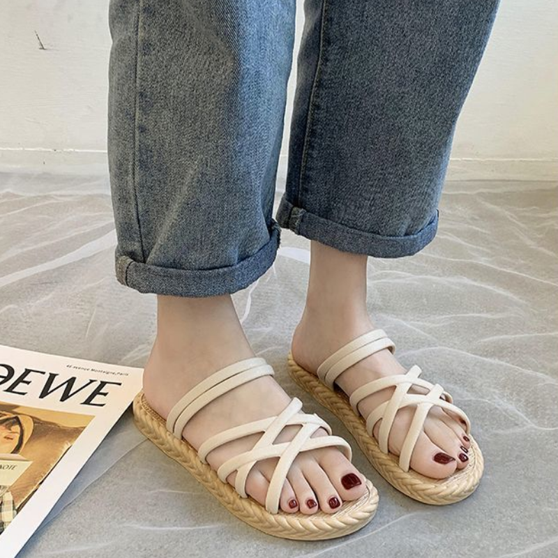 【買1享2】厚底羅馬涼拖鞋 沙灘外穿顯瘦神拖 結帳自動帶2雙