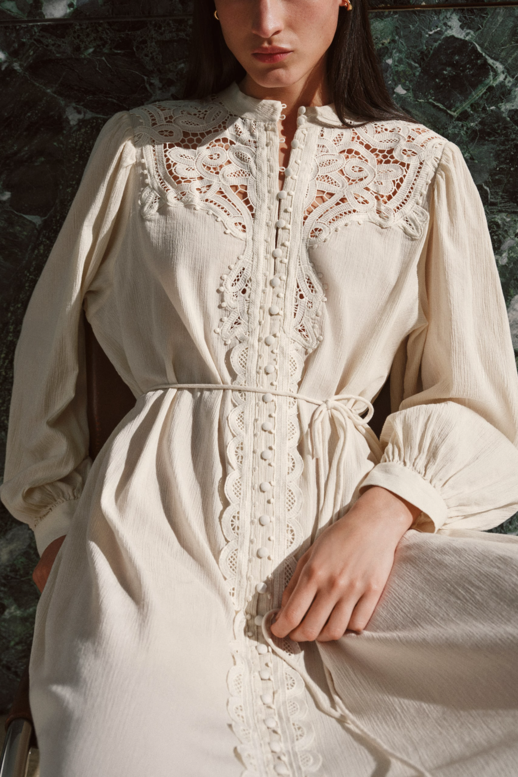 Lace-Detail Cotton Dress