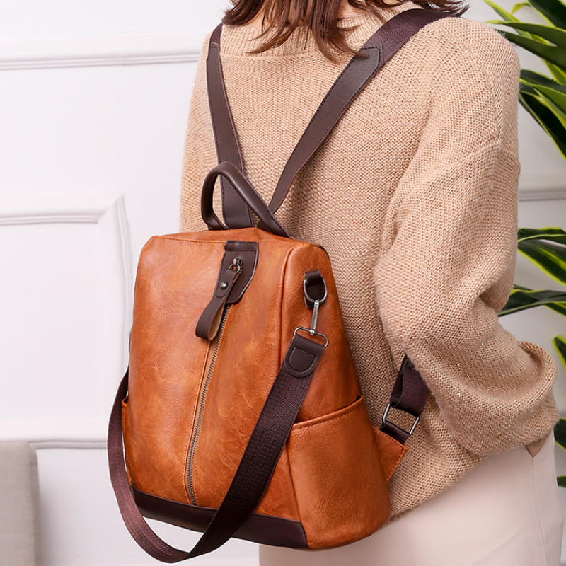 歐美復古雙肩背包—休閒防盜設計，戶外旅行必備