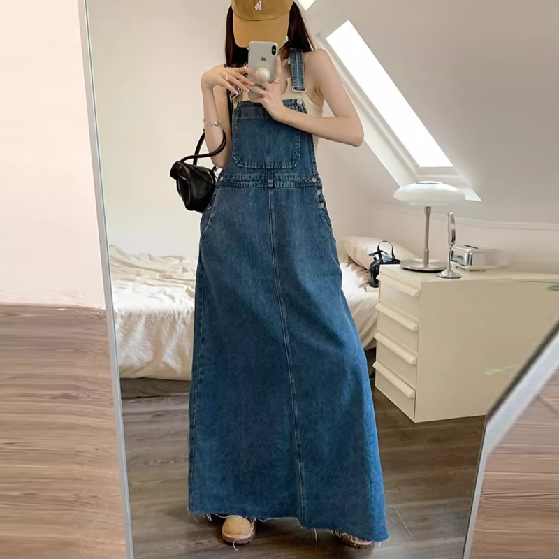 簡約．減齡顯瘦牛仔吊帶背帶裙