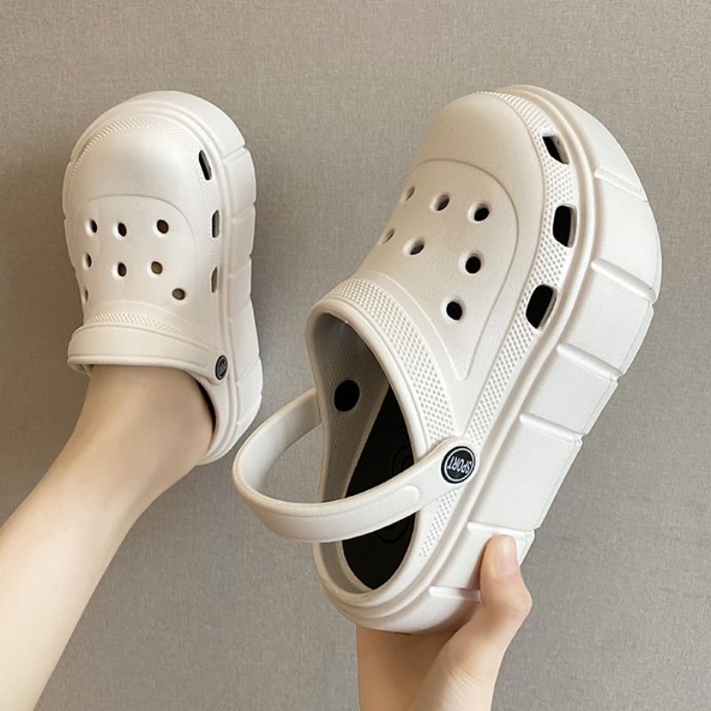 雲朵柔軟觸感涼鞋 夏日沙灘兩穿包頭涼拖水鞋 厚底增高 時尚外穿