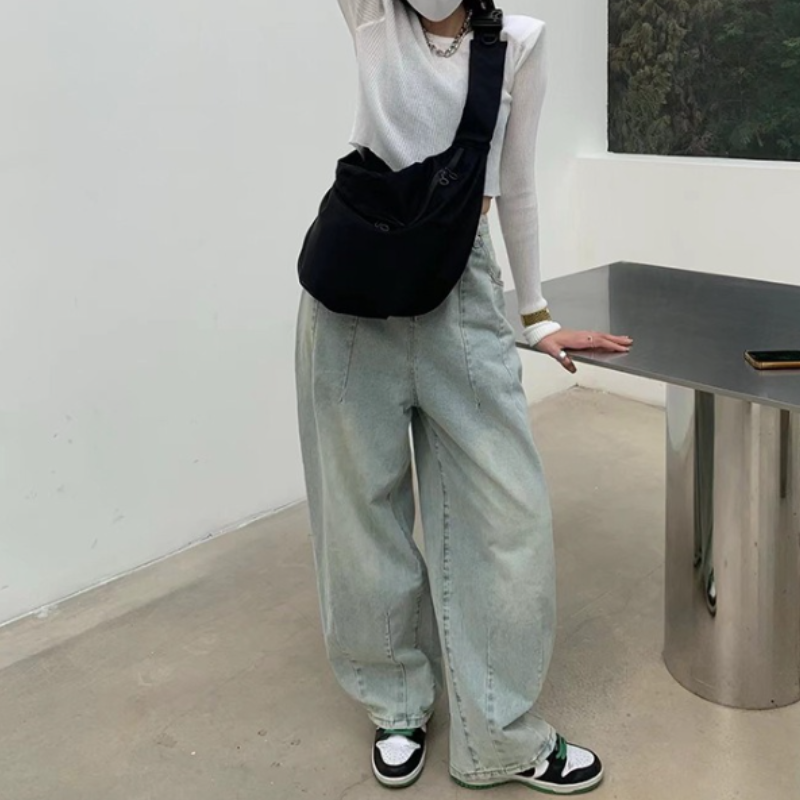 韓系 ‧ 大容量帆布斜跨單肩包